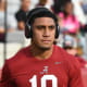 Alabama Crimson Tide linebacker Henry To'o To'o (10) warms up before a game against the Mississippi State Bulldogs at Bryant-Denny Stadium.